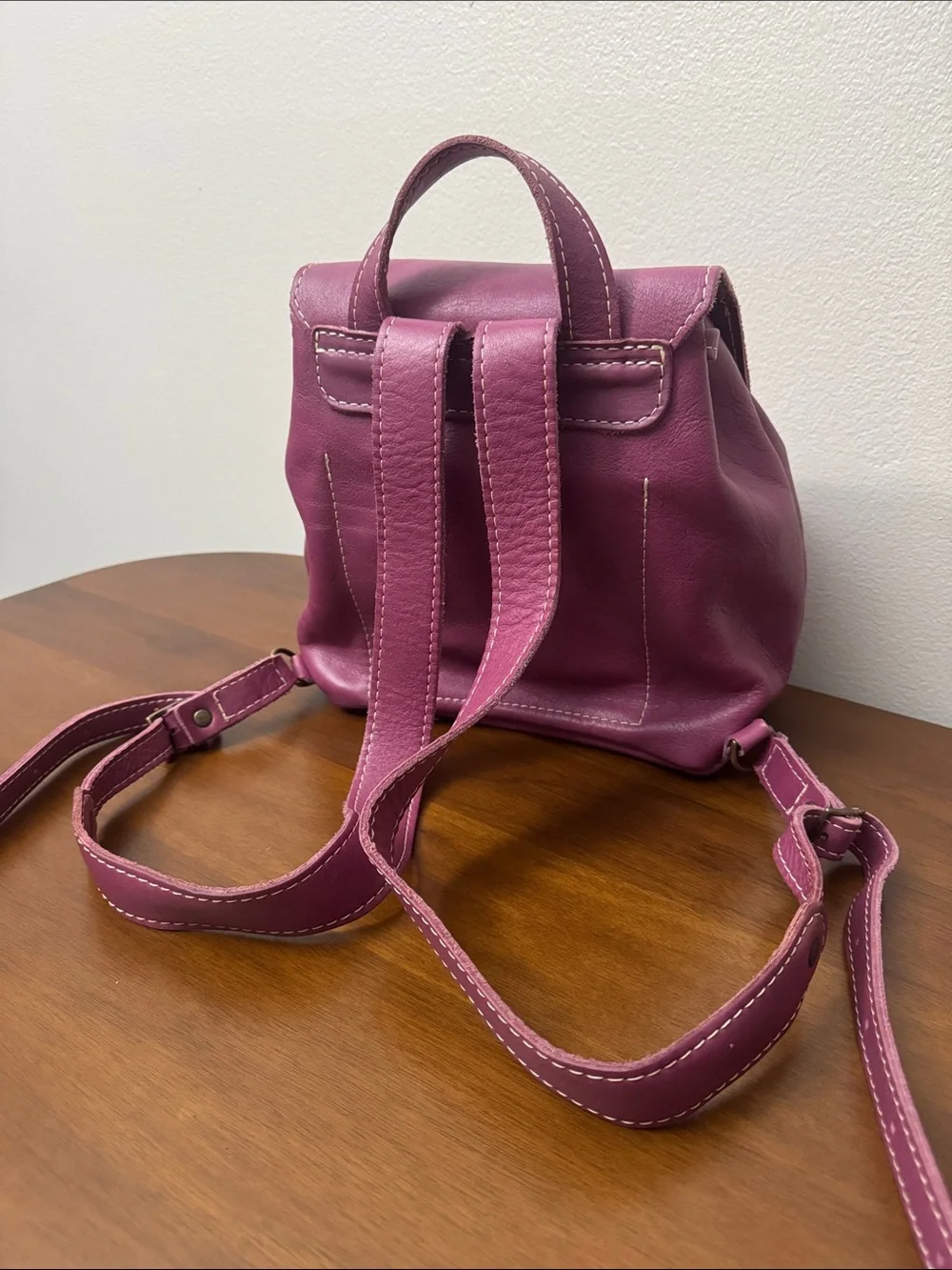 Portland Leather Goods Bucket Backpack in Mulberry